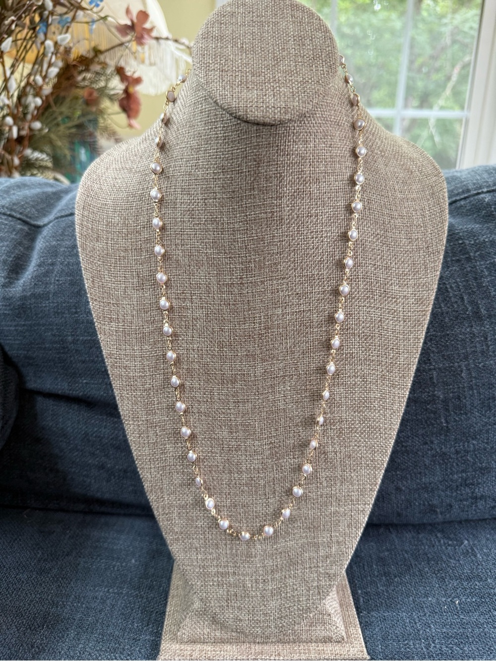 28 inch 18k gold plated & pearl necklace